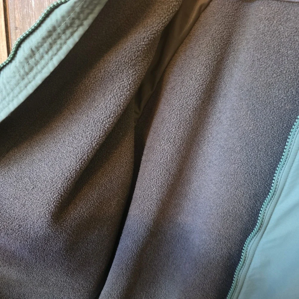Land's End Jacket Men's Size M/T 38-40 Green Full Zip Gray Fleece Lined Pockets‎